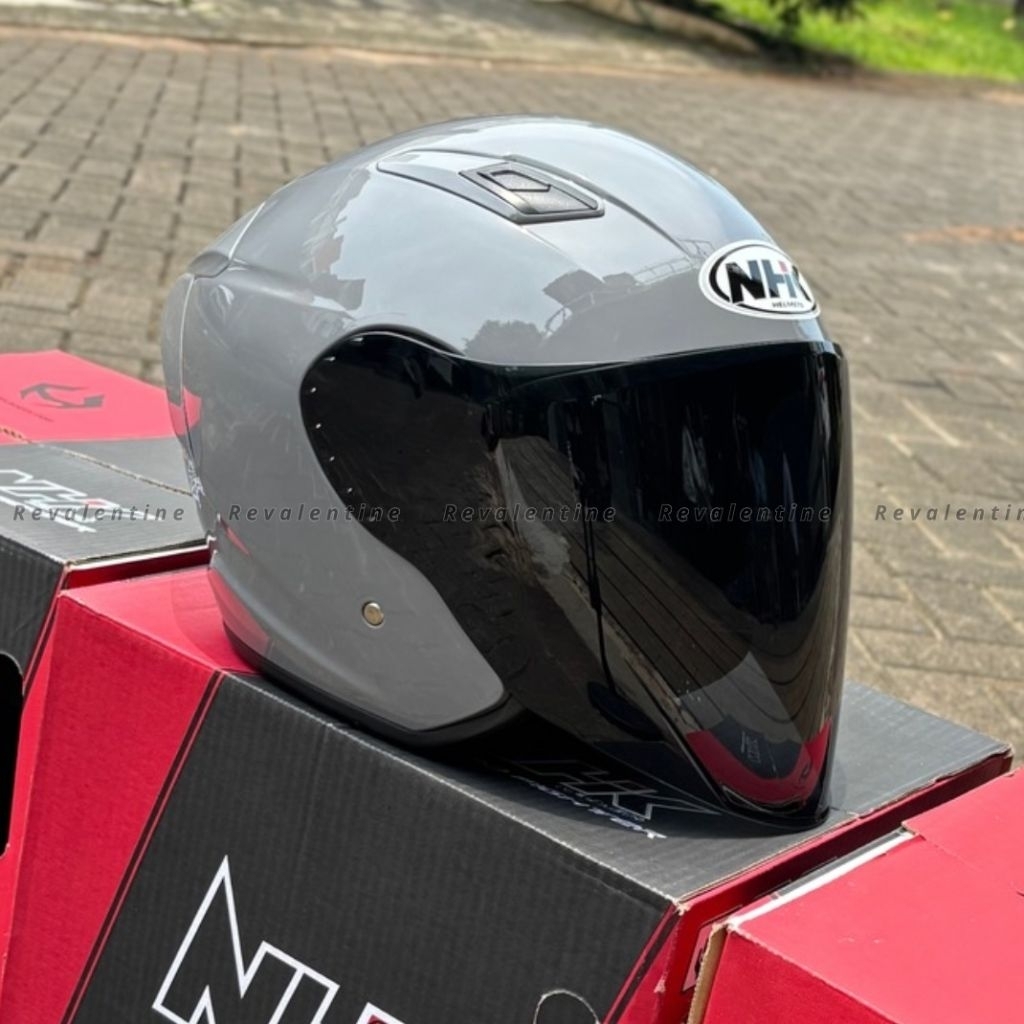 Jual [PAKET VISOR ] NHK R1 ELITE DIM GREY SOLID ORIGINAL | Helm half ...