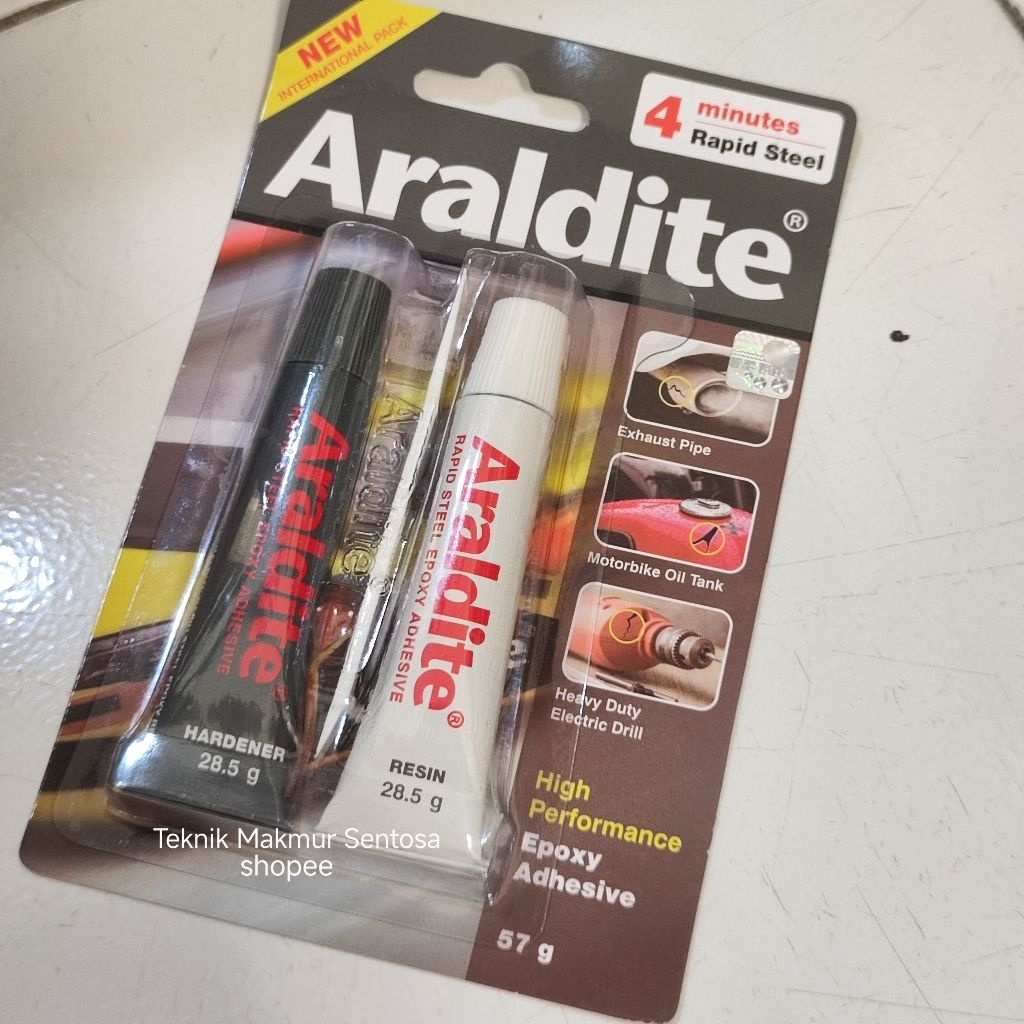Jual Lem Epoxy Araldite Hitam 4 Menit Rapid Steel Epoxy Adhesive 57 ...