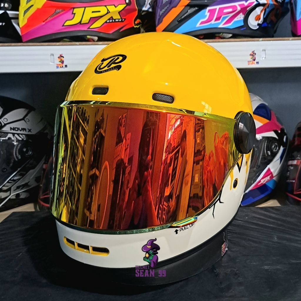 Jual HELM JPX JP ROKR MOTIF RK 03 YELLOW MELON ORANGE FULL FACE ...