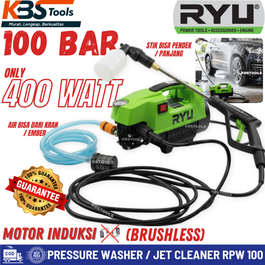 Jual Mesin Steam Cuci Mobil Motor RYU Jet Cleaner Otomatis 100 Bar 400 ...