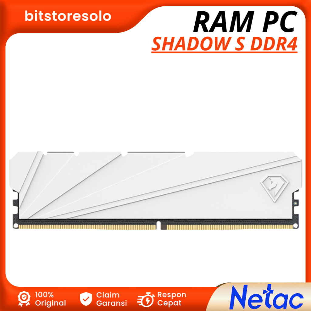 Barrette RAM Netac Shadow II DDR4 – 8GB Ou 16GB – Noir – Neuf Pour PC Fixe