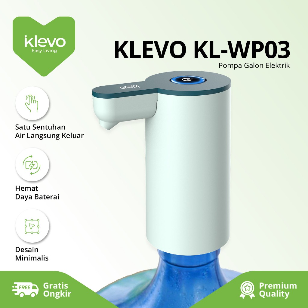 Jual KLEVO KL-WP03 Pompa Galon Air Minum Elektrik Rechargeable Type C ...