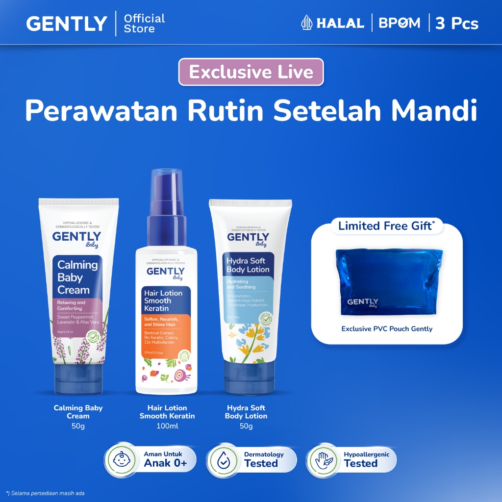 Jual [EXCLUSIVE LIVE] GENTLY Baby Perawatan Rutin Setelah Mandi | Paket ...