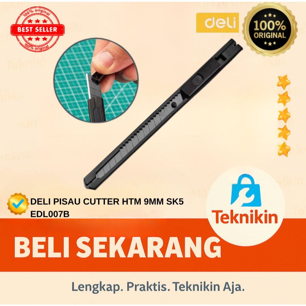 Jual Deli Cutter Pisau Baja Hitam 9mm SK5 EDL007B | Shopee Indonesia