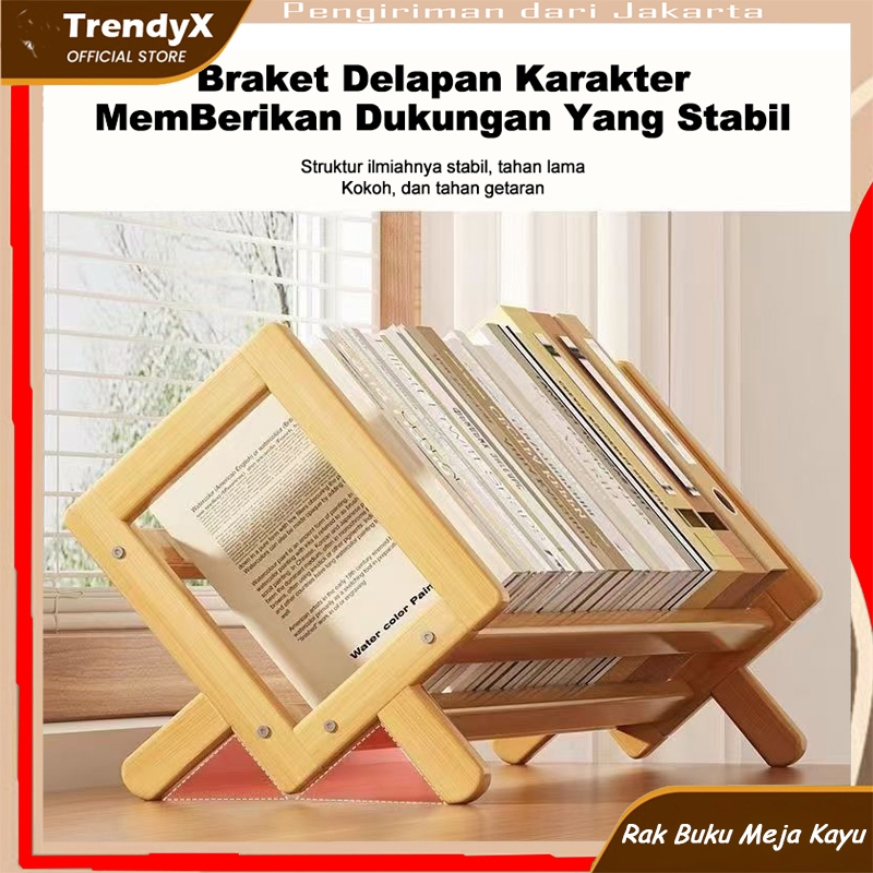 Jual TrendyX Rak Buku Meja Kayu Rak Meja Rak Organizer Buku Rak ...