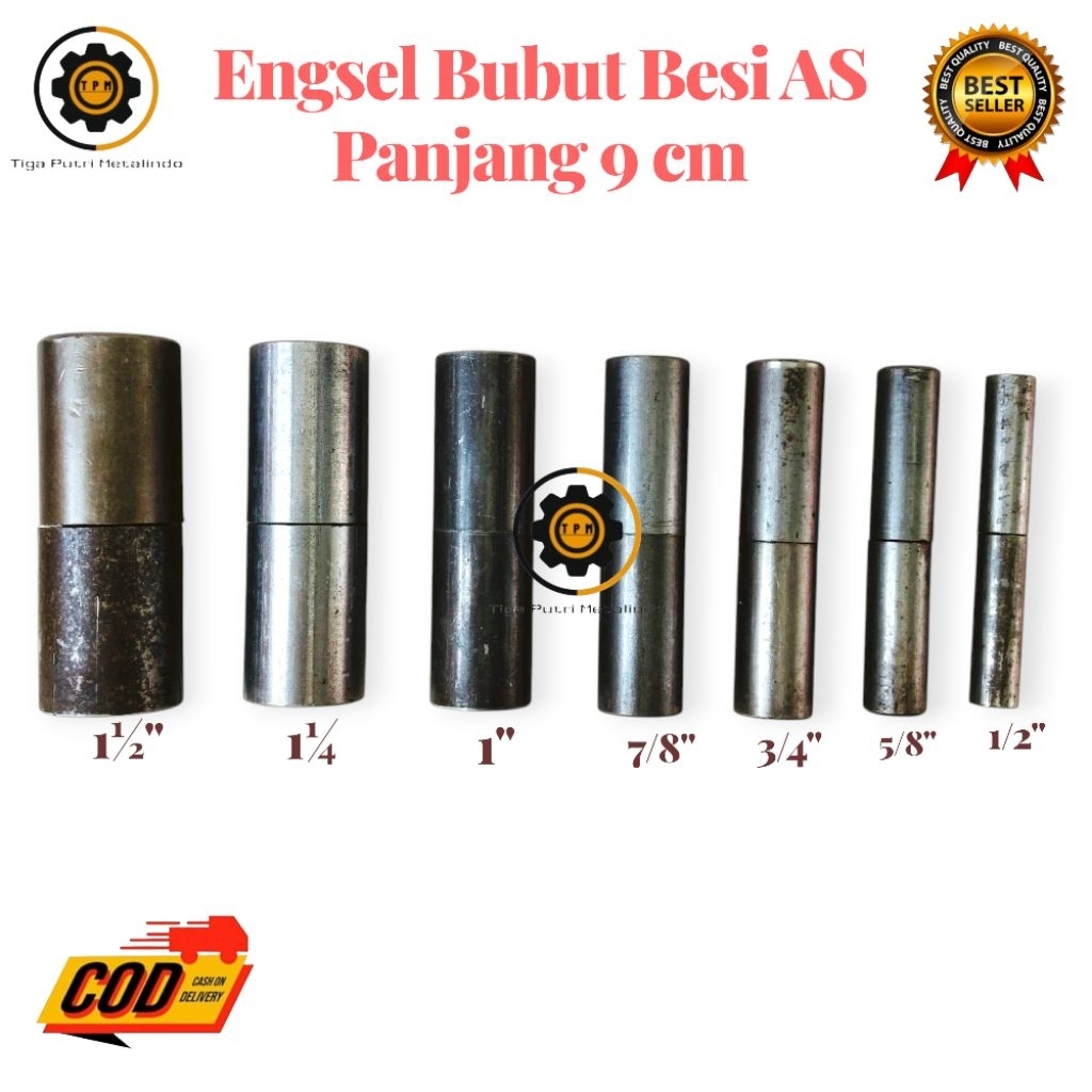 Jual ENGSEL BUBUT BESI AS PANJANG 9 CM UKURAN 1/2