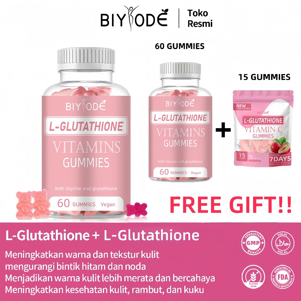 biyode glutathione gummies Jual BIYODE Halal/Glutathione Gummies/Collagen Anti-Aging Whitening  Skin/Beauty Gluta bright Glutathione Biotin/Vitamin C D Vitamin E Vitamin  B2