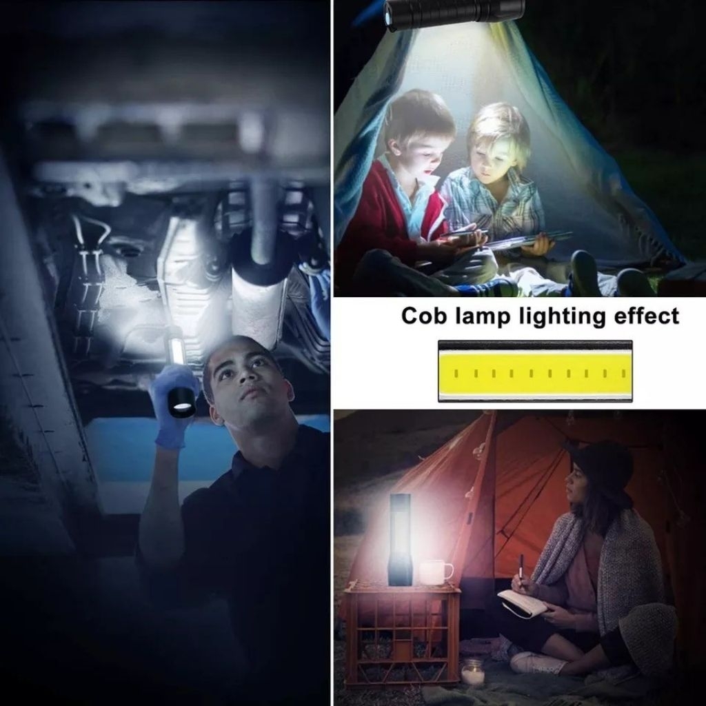 Jual FLASHLIGHT + BOX Senter Mini COB LED Zoom 3 Mode With Hard Case ...
