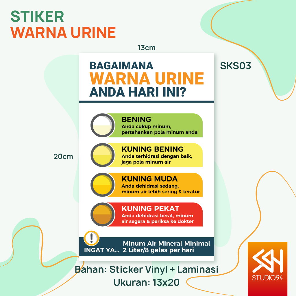 Jual Stiker Panduan Warna Urin | Sticker Cek Warna Urine I K3 | Vinyl ...