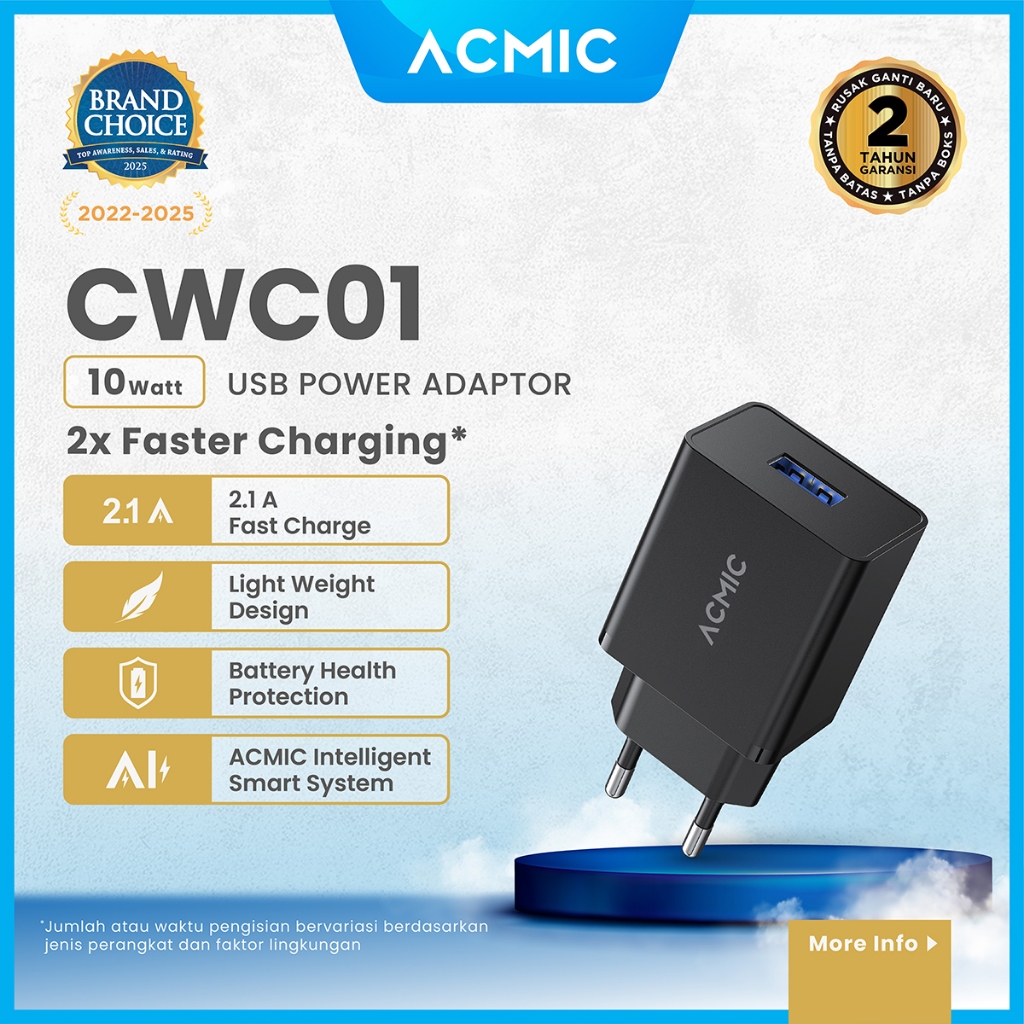ACMIC CWC01 USB 10W Kepala Charger Fast Charging Adaptor