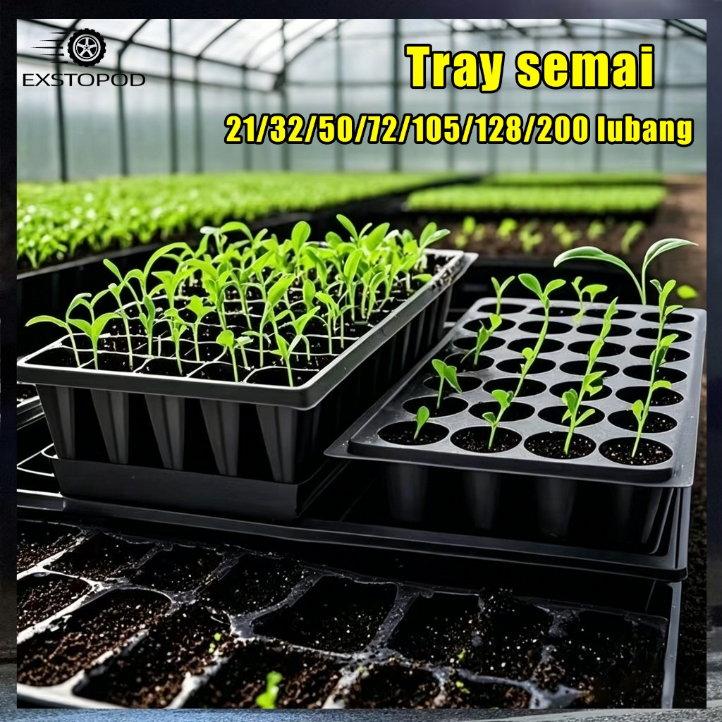 Tray semai pot bibit hidroponik 21/32/50/72/105/128/200 lubang dulang penyemaian tanam berkualitas tebal 0.8mm