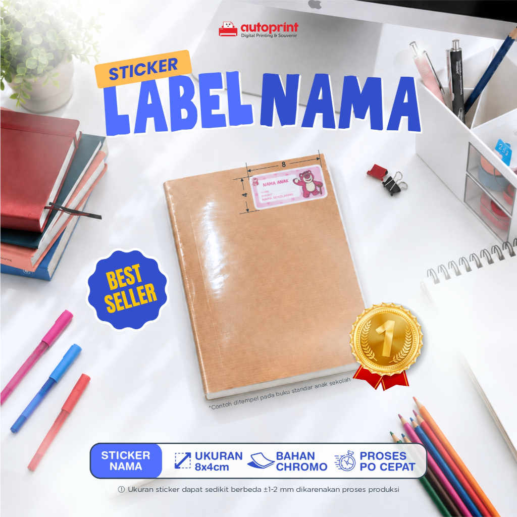 Jual Sticker Label Nama Anak Sekolah Custom 8x4 cm Isi 15 Pcs & 35 Pcs ...