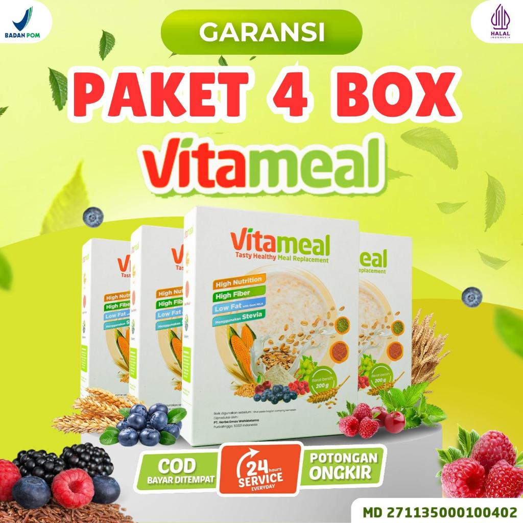 Vitameal Paket Sembuh 4 Box - Ampuh normalkan Gula Darah Tinggi Atasi Diabetes Akut Kebas & Kesemutan 100% Original