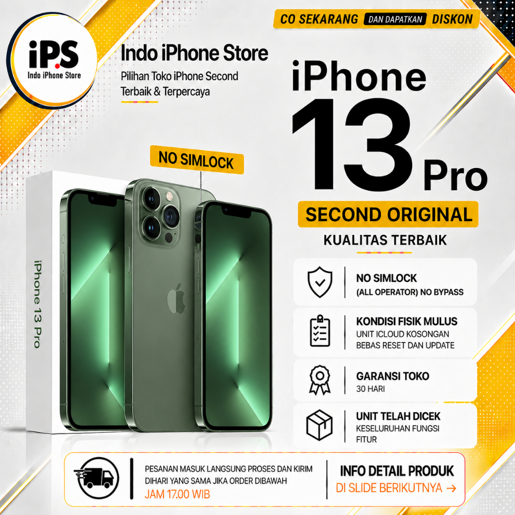 Jual IP 13 Pro 128GB 256GB Second Inter Fullset,Good Condition No Minus ...