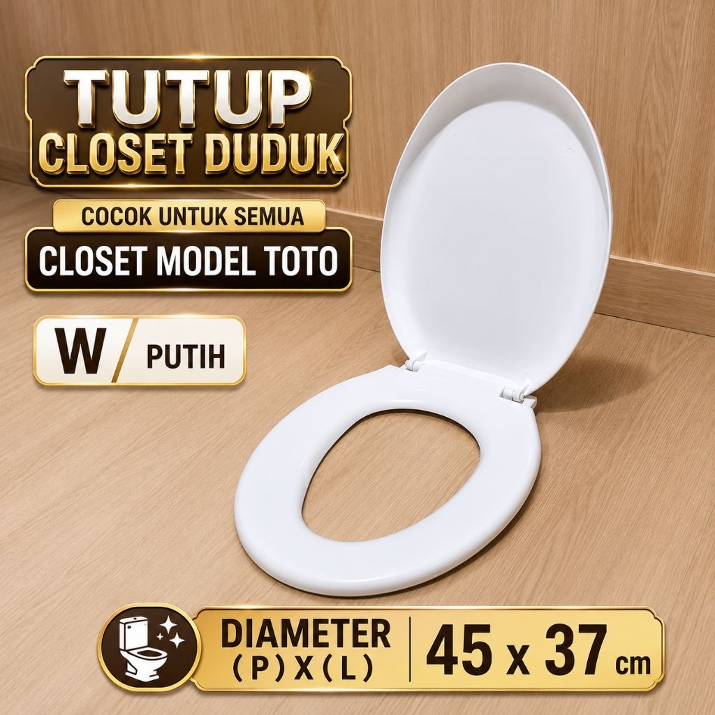 Tutup Closet Duduk Model Toto  Toilet Seat & Cover Universal Volk INA Pvc Tebal White
