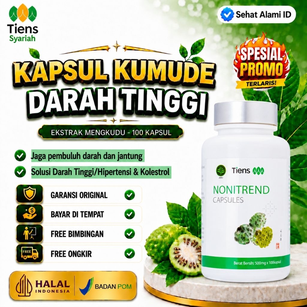 Kapsul Kumude Tiens Nonitrend untuk Hipertensi Darah Tinggi Paling Ampuh | Jaga Kesehatan Jantung Kolestrol Detox Suplemen Herbal Terbaik Ekstrak Mengkudu Asli Halal BPOM Isi 100 Kapsul