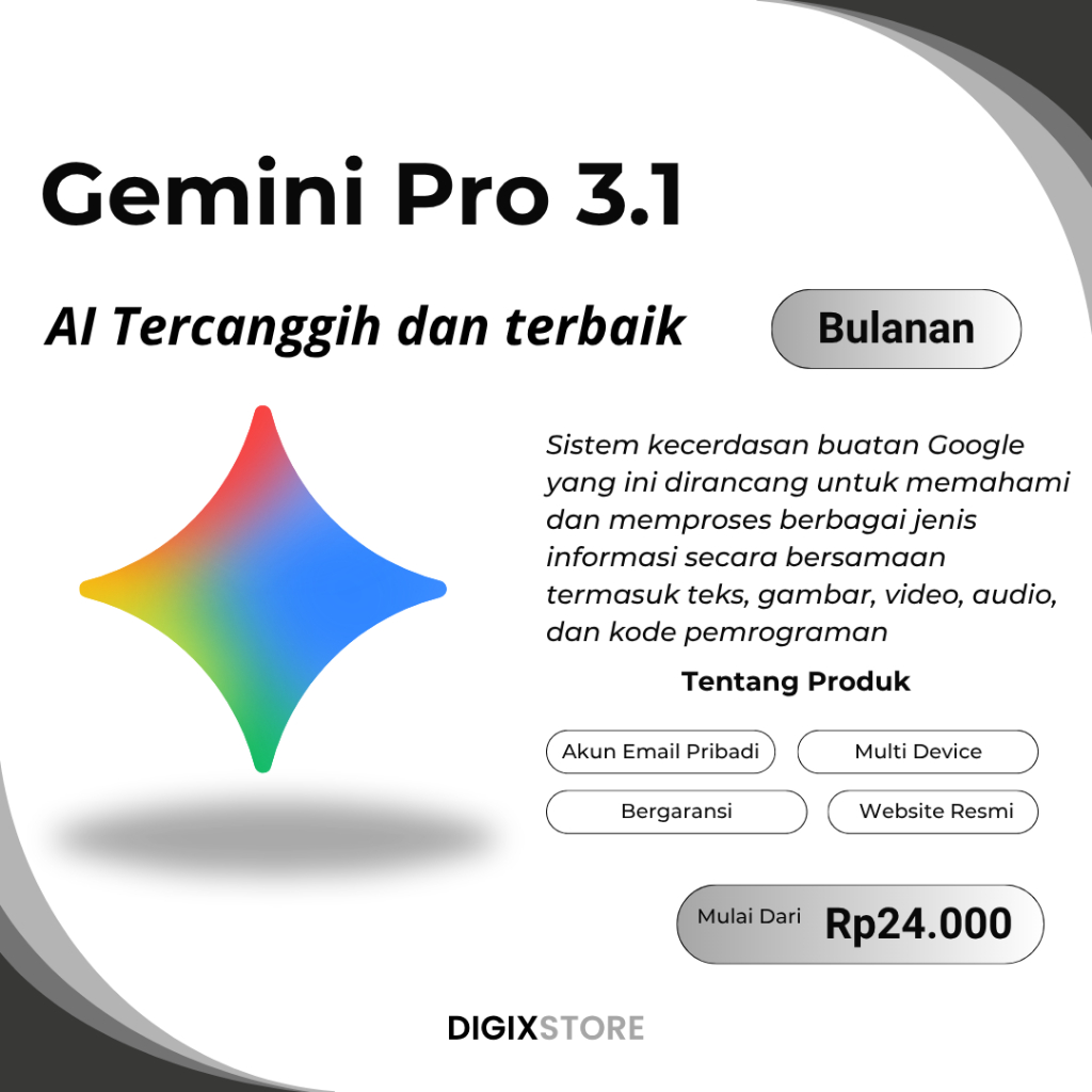 Gemini AI 3.1 Pro 1 Bulan Fitur AI Terlengkap Bisa Untuk Generate Text to Video dan Deep Research