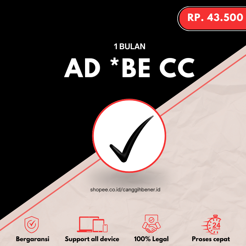 Ad*be Creative Cloud All Apps - 1 Bulan: Akses Aplikasi Resmi, Penyimpanan 100GB, Fitur AI