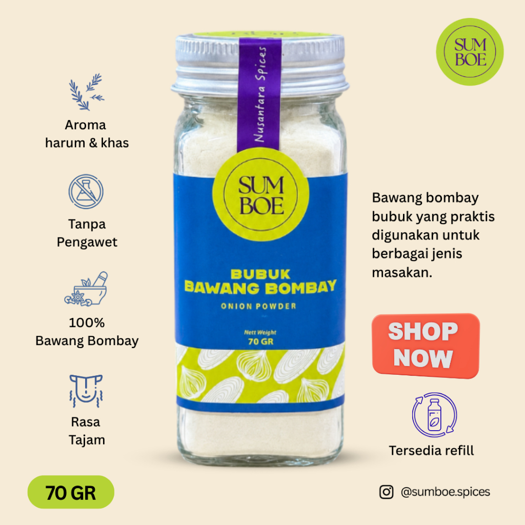 Jual SUMBOE Bawang Bombay Bubuk Onion Powder Botol 70g - Murni Gurih ...