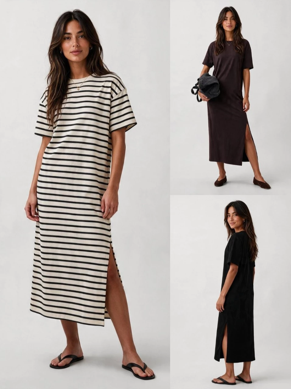 Maxi Dress Lengan Pendek Bahan Katun GP Heavyweight Maxi Tee Dress - 2836