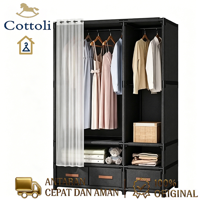 Jual Cottoli Lemari Pakaian Aesthetic Rak Gantungan Baju Serbaguna ...