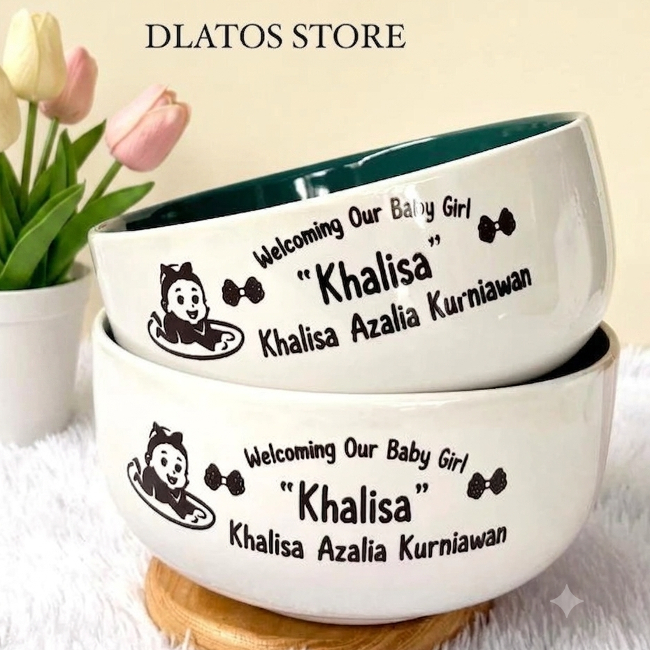 Custom Sablon Satuan Ecer Souvenir Mangkok Kaibon Keramik
