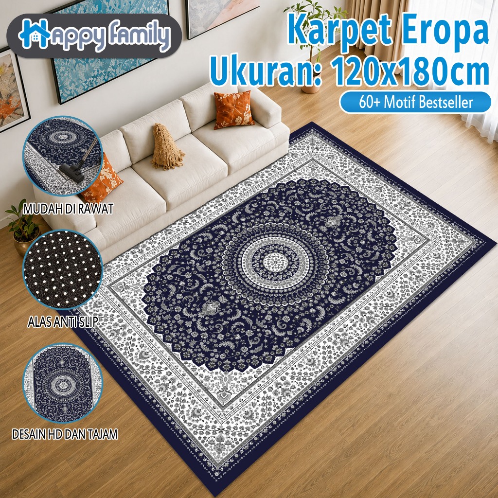 (HF) COD Karpet Polyester Motif Modern 120x180CM Terbaru Karpet Ruang Tamu Karpet Lantai Minimalis Anti Slip PREMIUM