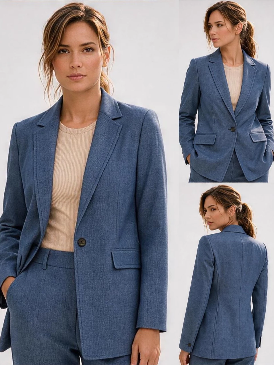 Blazer Formal Wanita Kantoran Bahan Katun Denim TLB - 2800