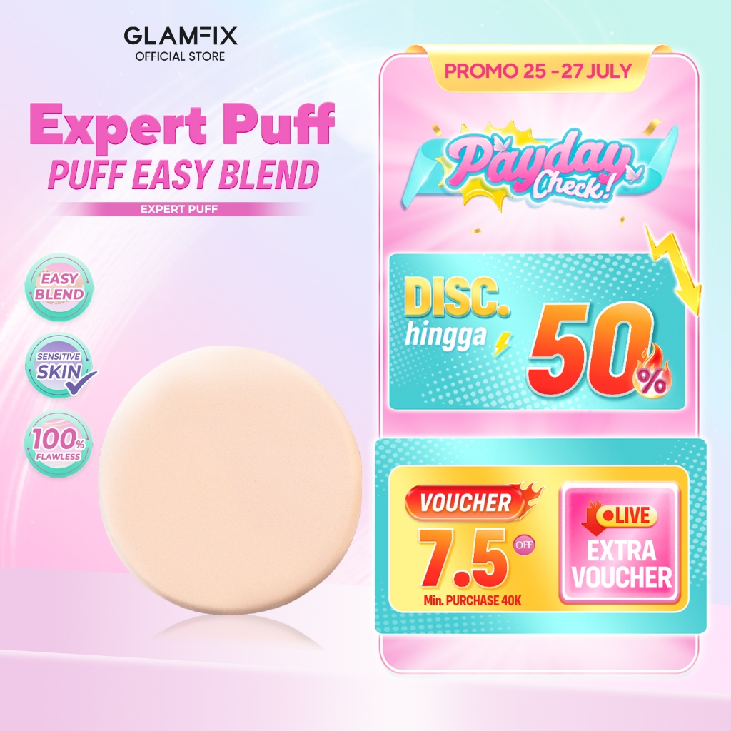 Jual GLAMFIX Expert Puff Sponge Bedak Padat Puff Foundation Two Way ...