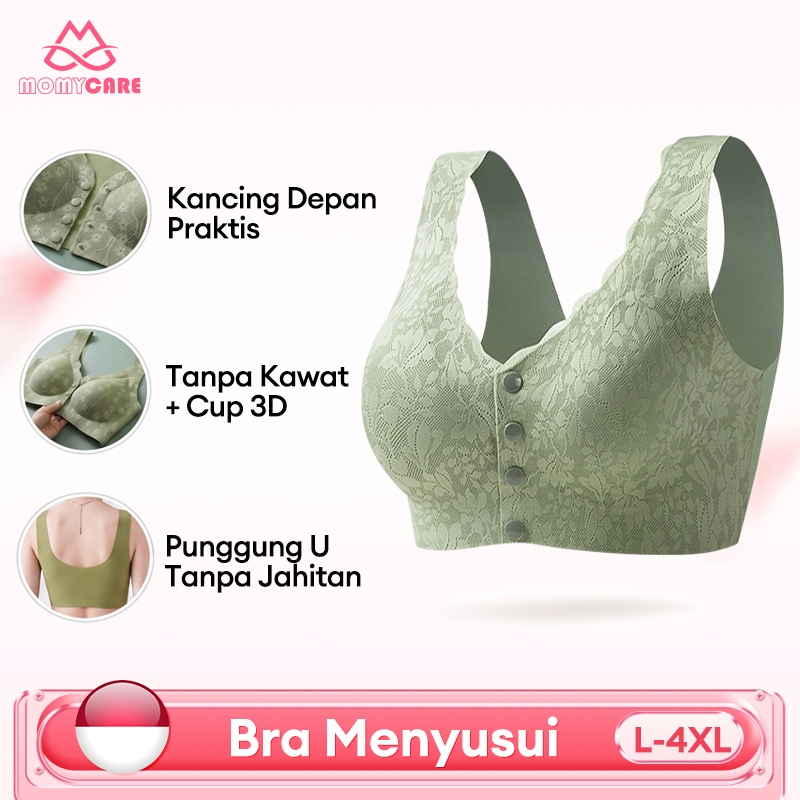 Bra Menyusui Tanpa Kawat Kancing Depan Motif Renda Seamless untuk Ibu Hamil dan Busui BR01