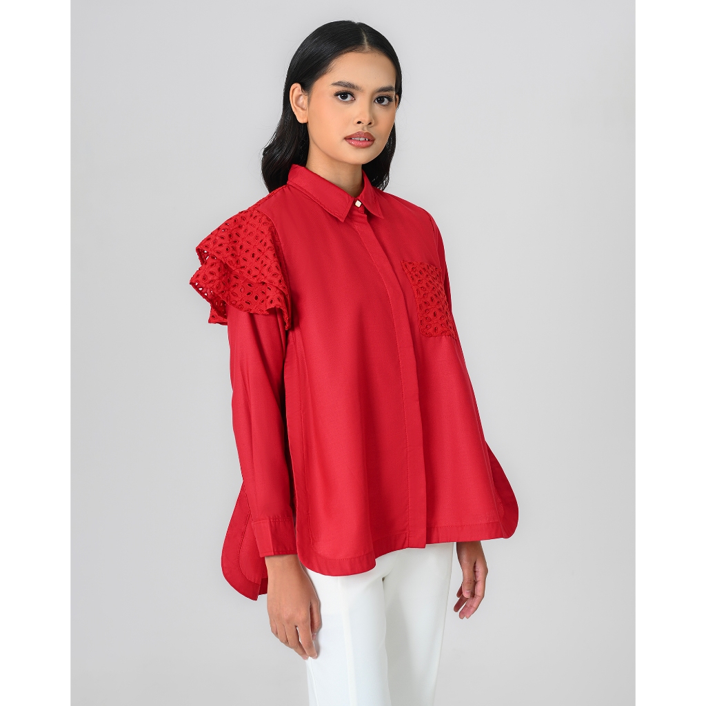 Geulis.id VERITY SHIRT / KEMEJA WANITA / KEMEJA MERAH (4…