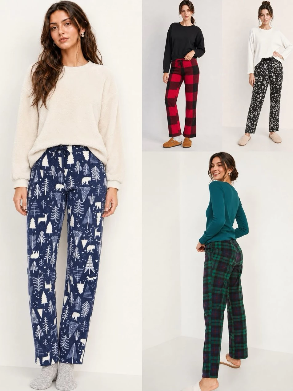 Celana Pajama Wanita Bahan Fleece Halus OLN Printed Micro-fleece Pajama Pants - 3109
