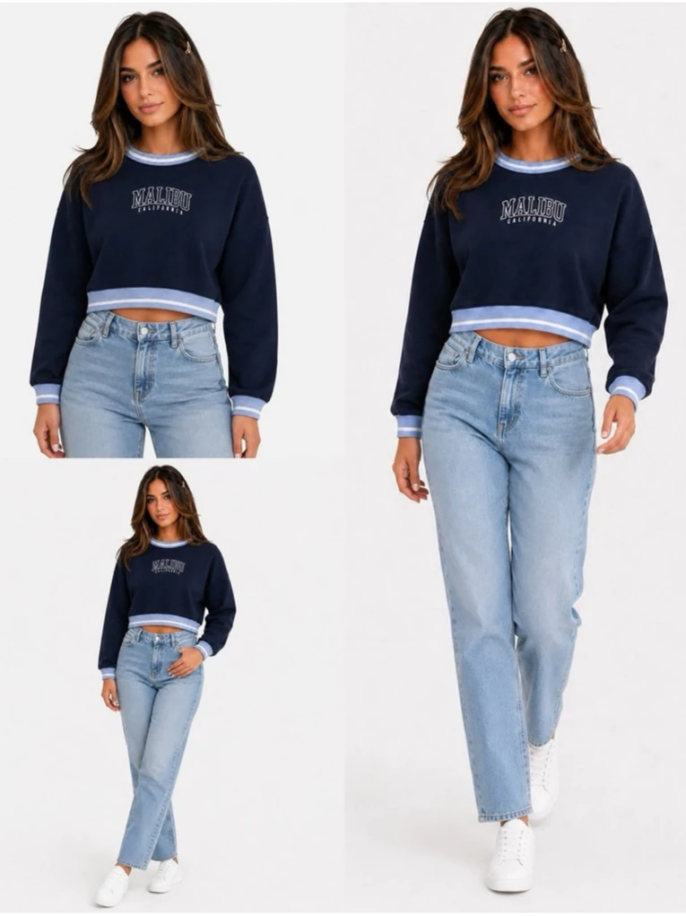 Sweater Wanita HLS Women's Malibu California Cropped Sweatshirt - 2636