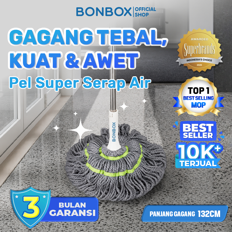 [VIRAL] BONBOX PREMIUM Alat Pel Putar Otomatis Magic Twist Mop Pel Lantai Peras Otomatis Kain Microfiber BCT3802