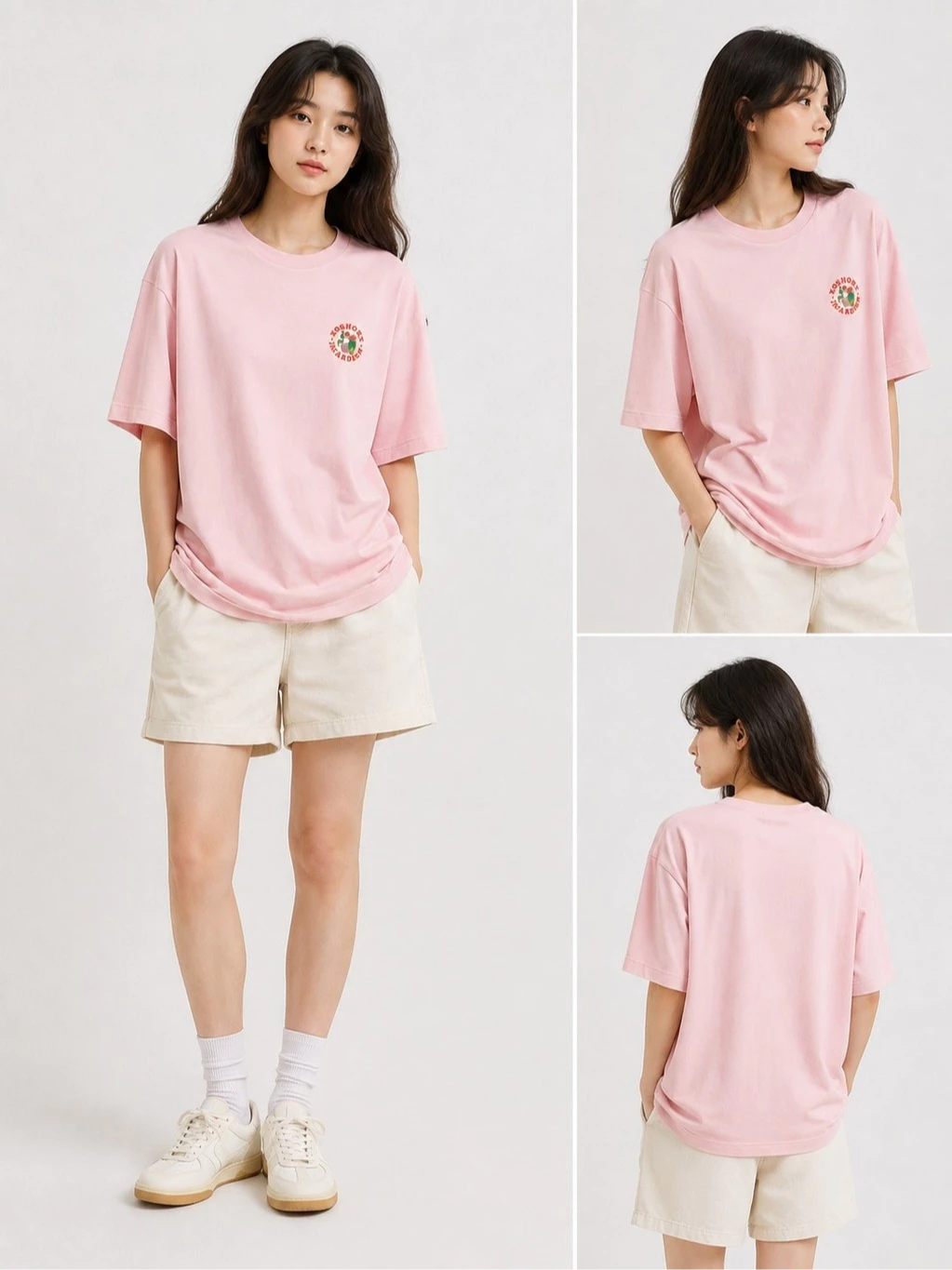 Kaos Oversize Pria Wanita PLH Koshort In Garden Embroidered Oversized Tee - 3200