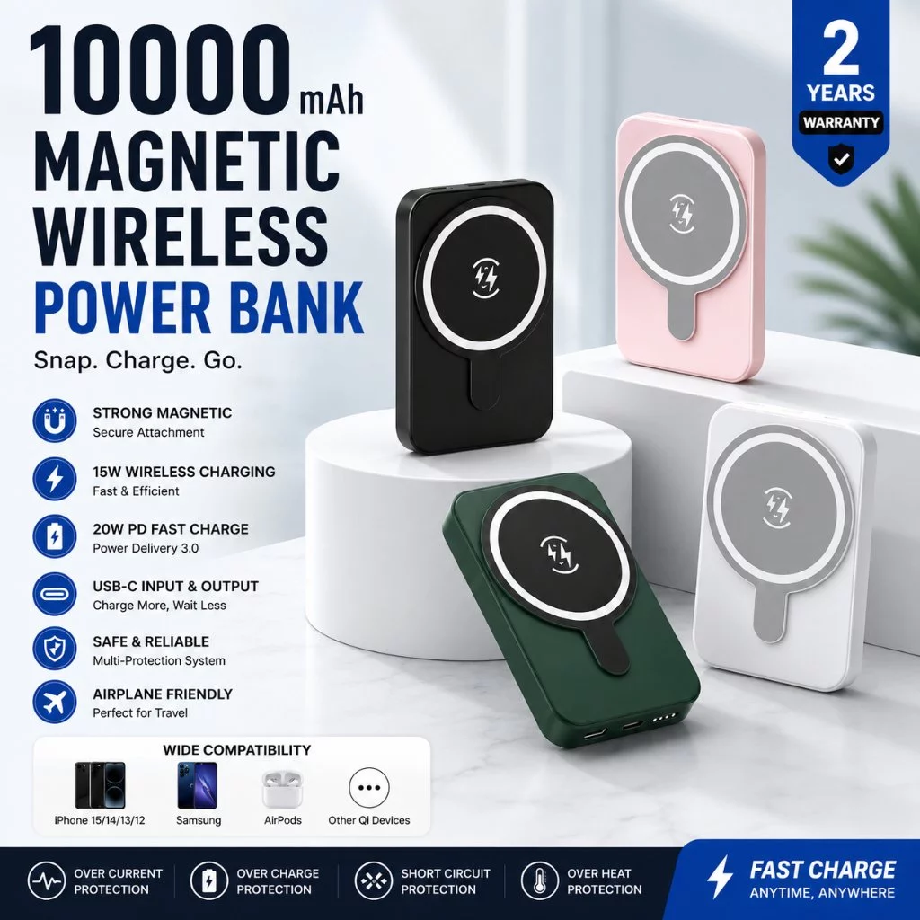 LENTIVEN Powerbank Wireless 10000Mah Mini Fast Charging Magsafe Magnetic 20W For Iphone Garansi 1 Tahun CW04K