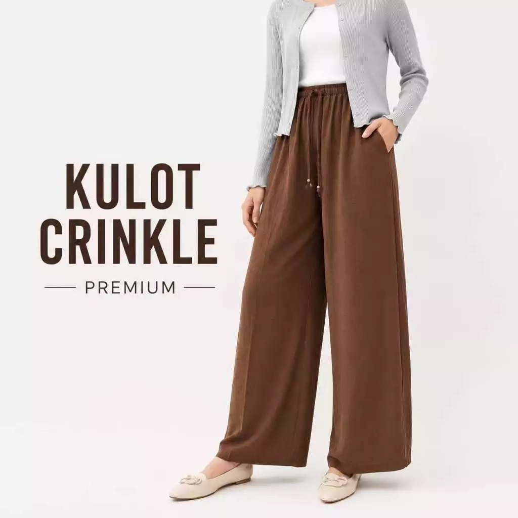 Celana Kulot Wanita Crinkle Premium Jumbo Tali Pinggang Kulot Wanita Highwaist