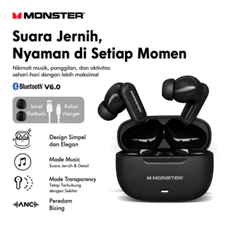 Monster HT20 TWS Bluetooth 6.0 ANC Hybrid Wireless Earbuds Low Latency Audio IPX5