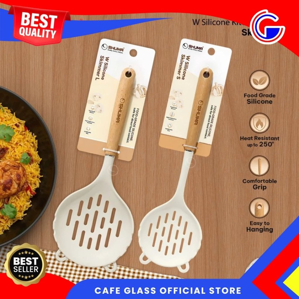 Shuma W Silicone Skimmer S L Sendok Saringan Silikon Food Grade Grip Nyaman