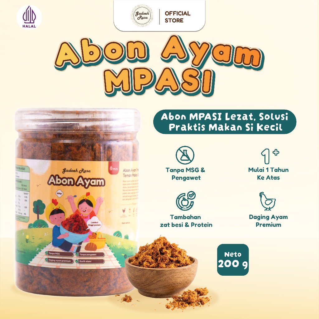 Gadoeh Rasa Abon Ayam MPASI Untuk Anak 1+ Tahun Ke Atas | 100gr & 200gr