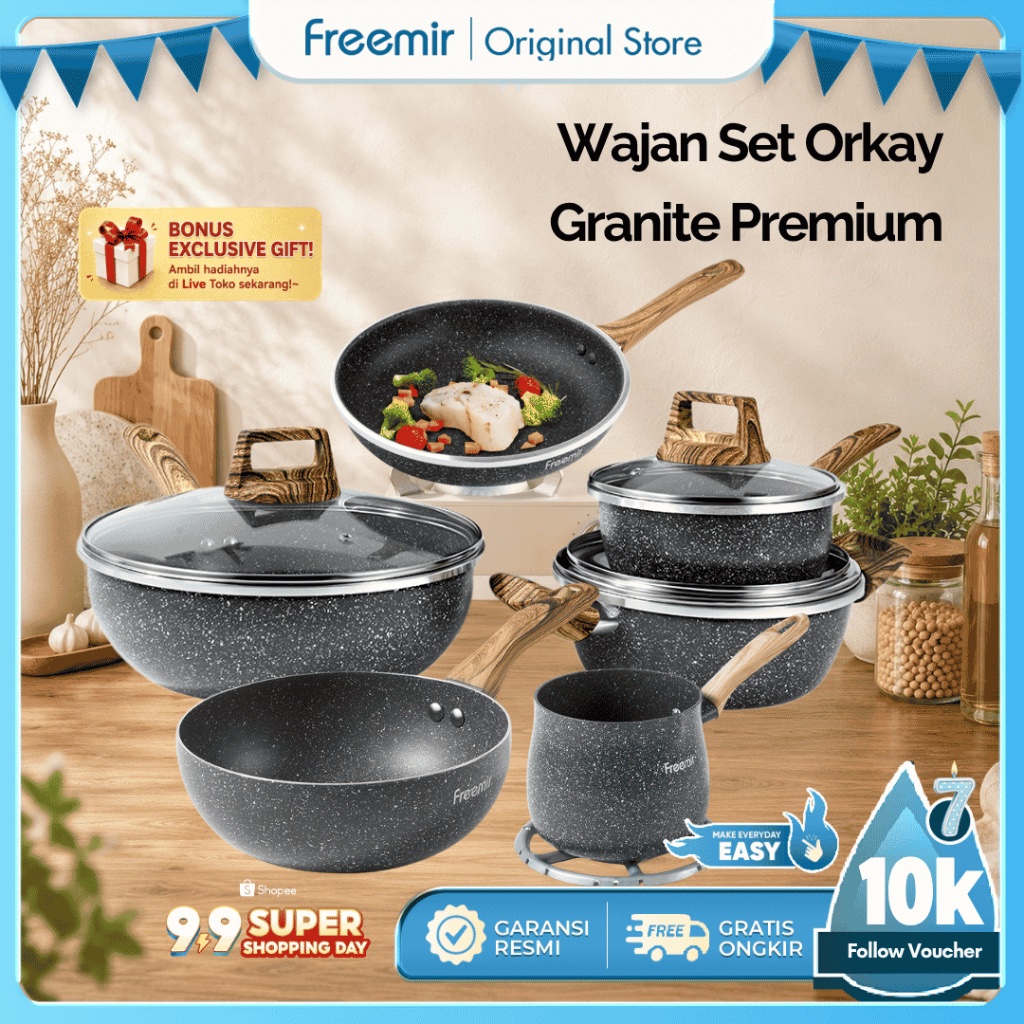 Jual [HOT]free Hadiah freemir Wajan Panci Set Orkay Granit Komplit 6pcs Anti Lengket Serbaguna Bergaransi | Shopee Indonesia