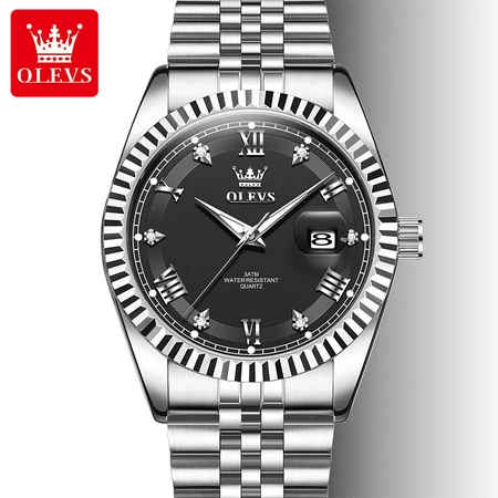 RK003 OLEVS Jam Tangan Pria Original Anti Air Tahan Led Sport Analog Chronograph Stainless Steel Watch Men