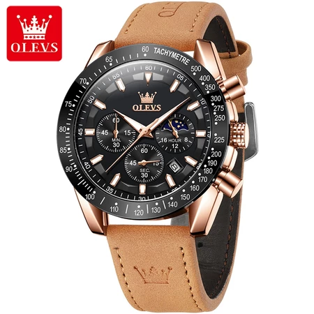 RK003 OLEVS Jam Tangan Pria Original Anti Air Tahan Led Sport Analog Chronograph Stainless Steel Watch Men