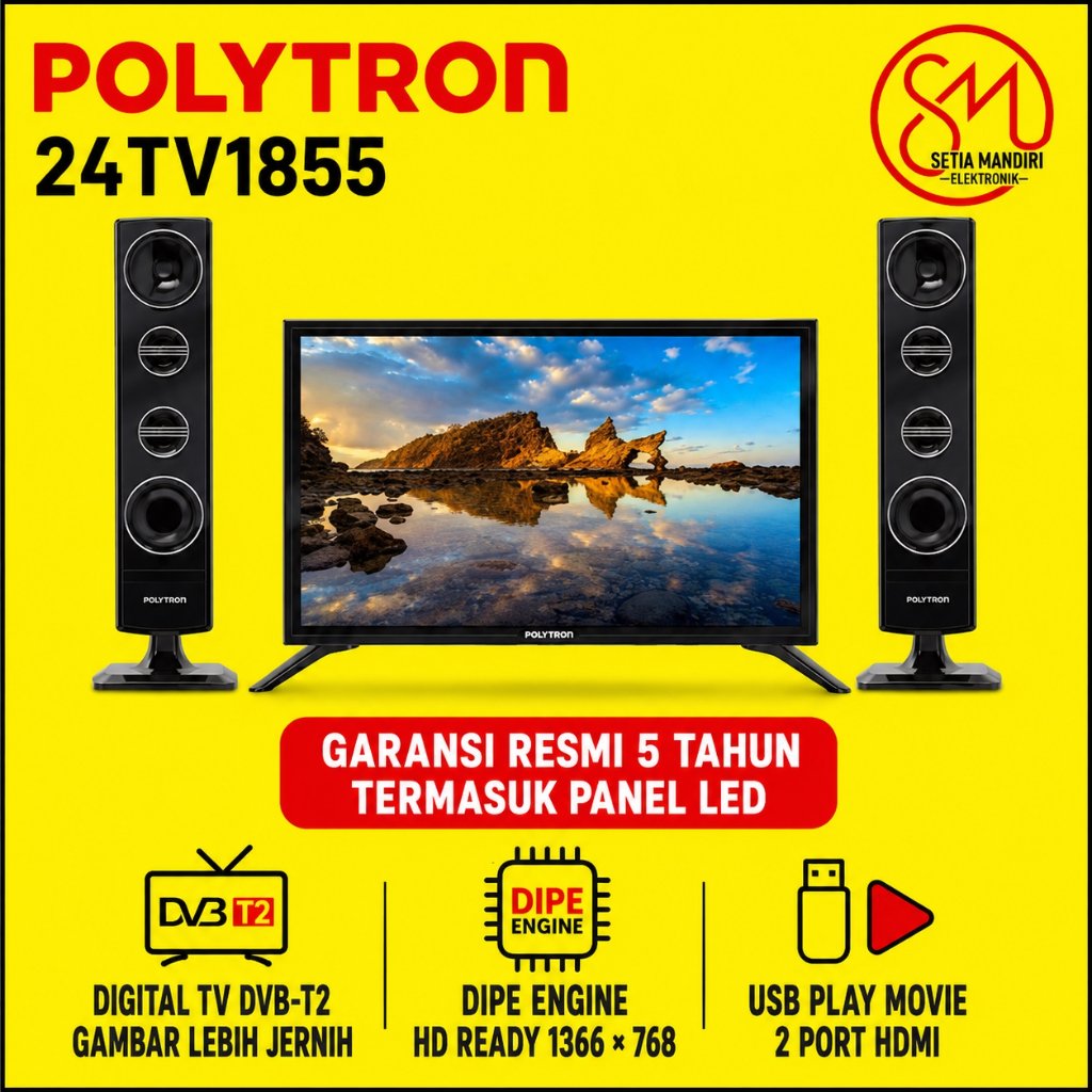[Instant] POLYTRON Digital TV LED 24 32 Inch HD 24V1853 32V1853 HDMI USB Movie