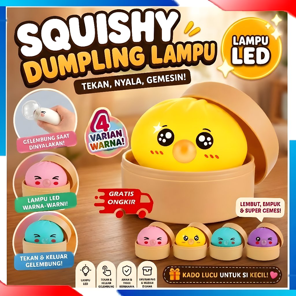 Mainan Viral Squishy Dumpling Jumbo Ada Lampu Led Dan Bubble Dumplings Squishy Big Mainan Anti Stress Squishy Dumpling Pao Kukus Jumbo Anak Perempuan Laki Laki