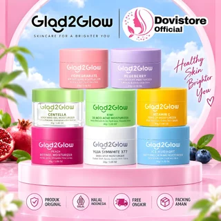GLAD2GLOW Moisturizer SERIES Pelembab Wajah Blueberry / Pomegranate / Peach Retinol / Centella / Yuja 377