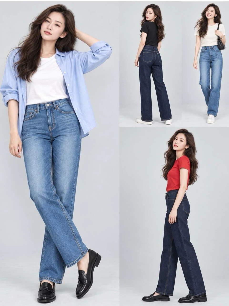 Celana Jins Wanita GU High-Rise Straight Jeans - 3287