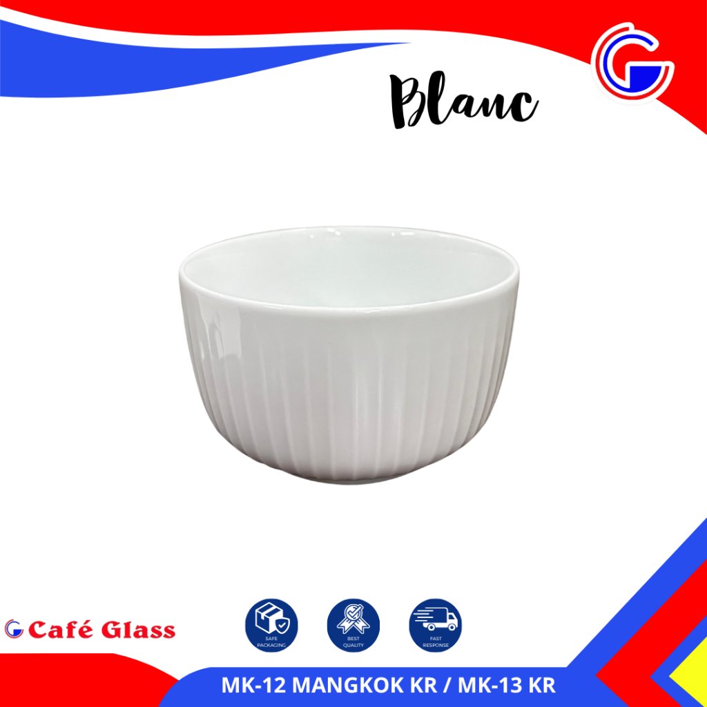 Mangkok Keramik Putih Aesthetic 12cm / White Bowl Saji Ramekin Garis