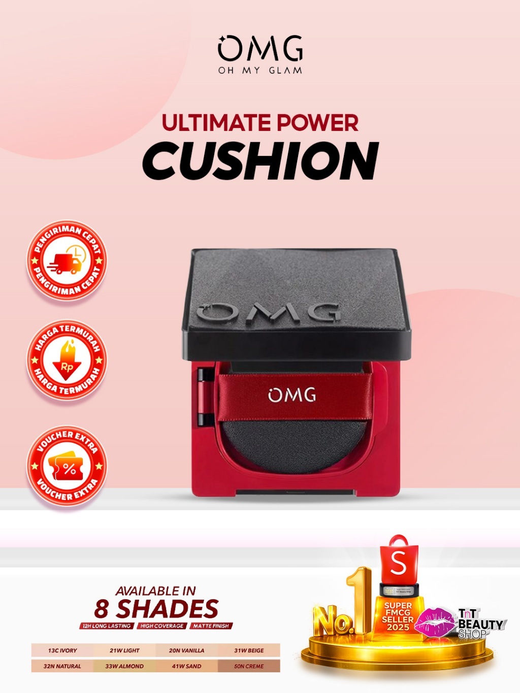 Jual OMG OH MY GLAM Ultimatte Power Cushion MATTE 11g Tahan 12 Jam ...