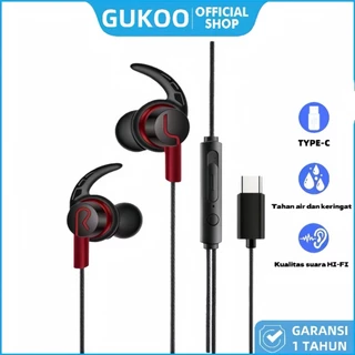 GUKOO Kabel Earphone Headset Jack 3.5mm Type-C - Kualitas Tinggi, Konektor Emas Anti Karat, Suara Jernih & Bass Kuat, Kompatibel untuk HP